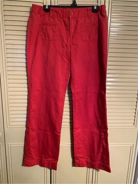 LOFT Red Wide-Leg Jeans